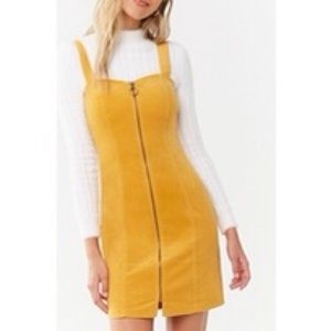 Mustard Corduroy Circle Zipper Dress